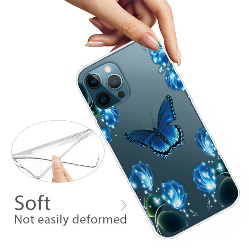 Case iPhone 13 Pro Max Blue Butterflies