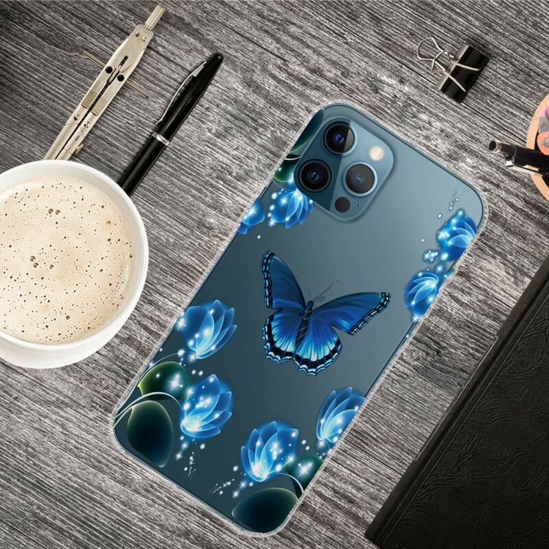 Case iPhone 13 Pro Max Blue Butterflies