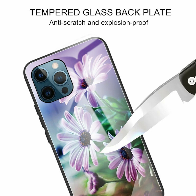 Case iPhone 13 Pro Tempered Glass Realistic Flowers