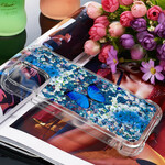 Case iPhone 13 Pro Max Blue Butterflies Glitter