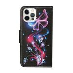 Case for iPhone 13 Pro Butterflies and Lanyard