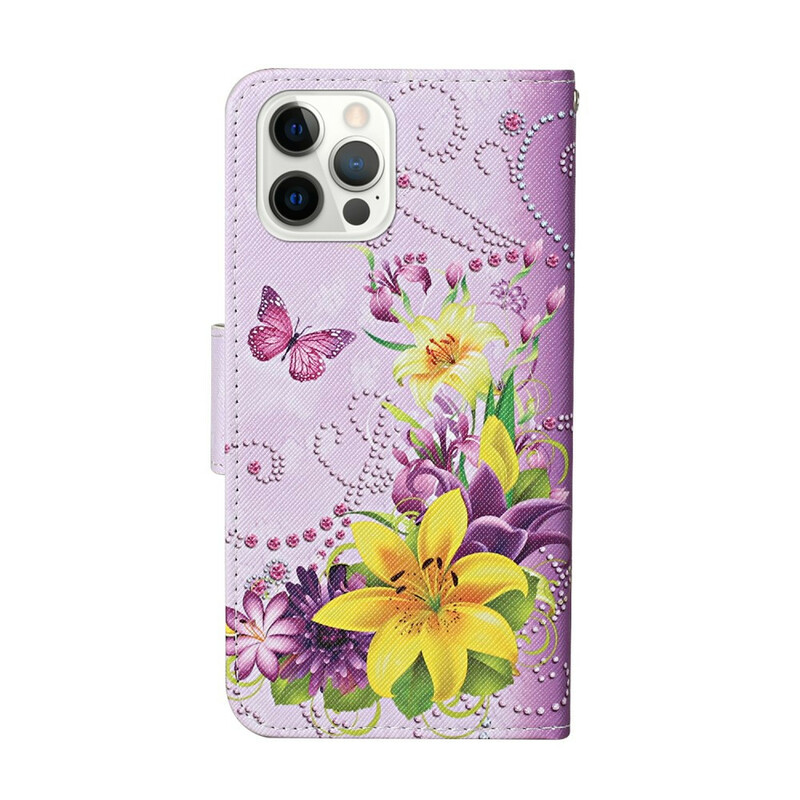 Case for iPhone 13 Pro Magistral Flowers with Lanyard