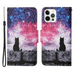 Case iPhone 13 Pro Cat Stories with Lanyard