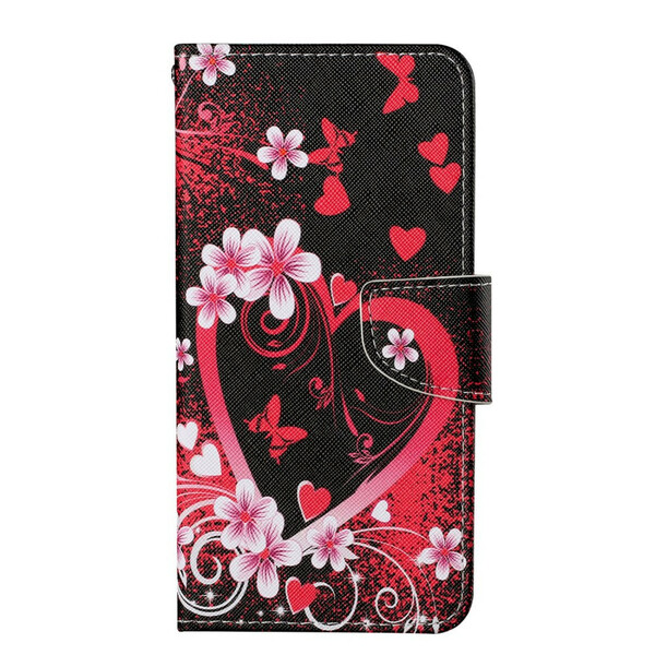 iPhone 13 Pro Case Flowers and Hearts with Strap