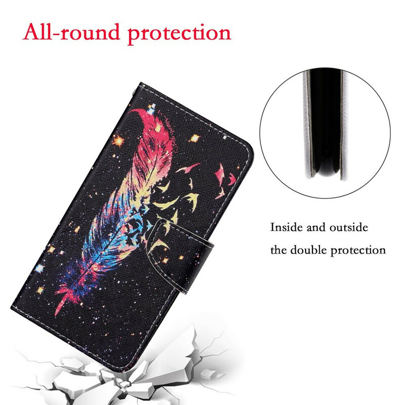 Colorful Feather iPhone 13 Pro Case with Strap
