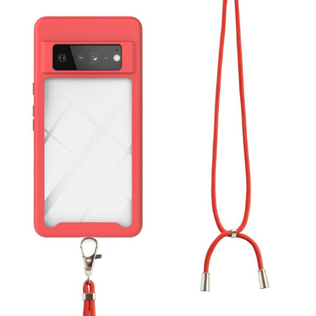 Google Pixel 6 Pro Hybrid Case with Cord and Colored Border