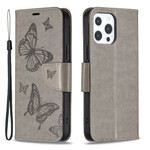 Case for iPhone 13 Pro Butterfly Printed Lanyard