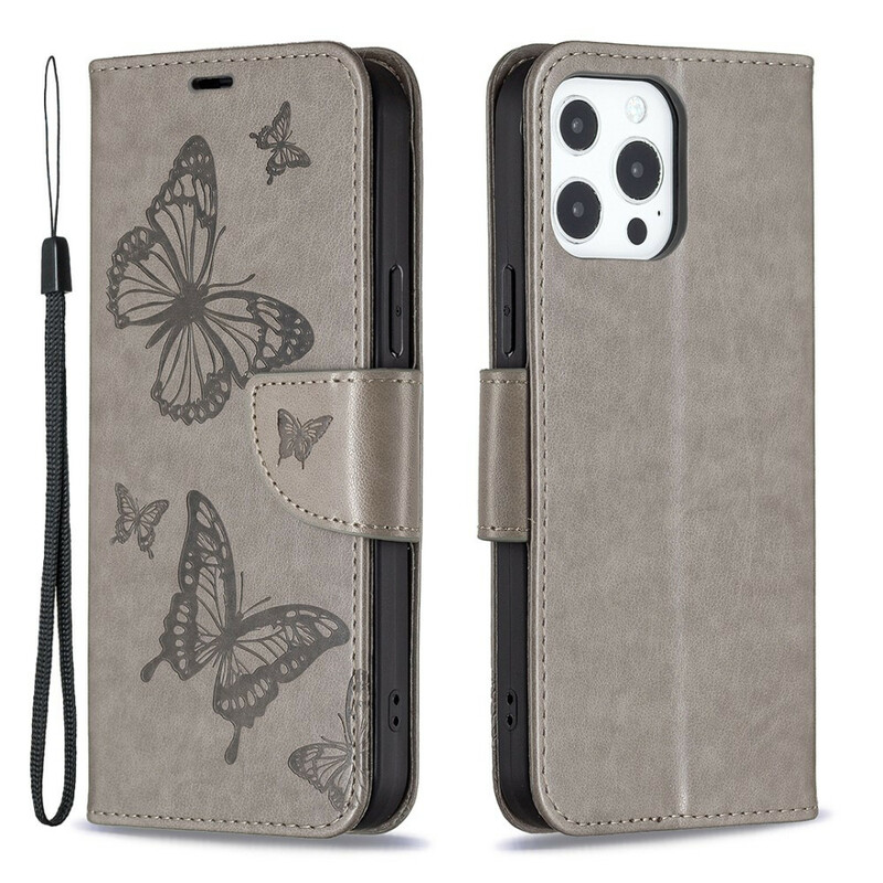 Case for iPhone 13 Pro Butterfly Printed Lanyard