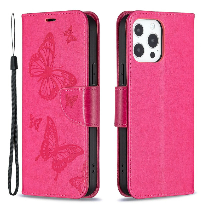 Case for iPhone 13 Pro Butterfly Printed Lanyard