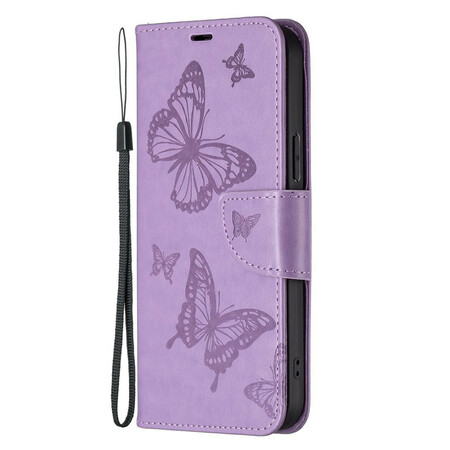 Case for iPhone 13 Pro Butterfly Printed Lanyard
