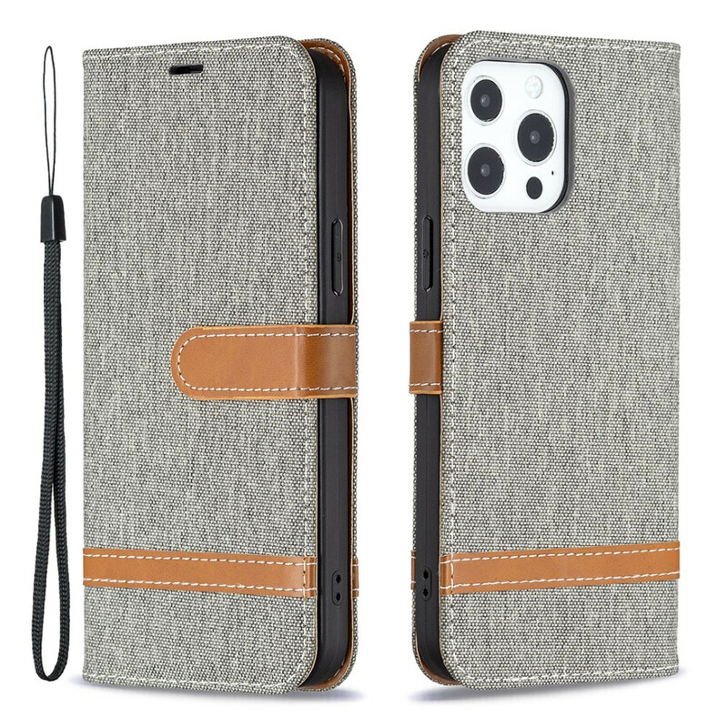 iPhone 13 Pro Case Fabric and Leather Effect with Strap