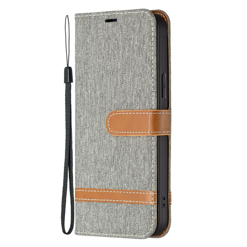 iPhone 13 Pro Case Fabric and Leather Effect with Strap