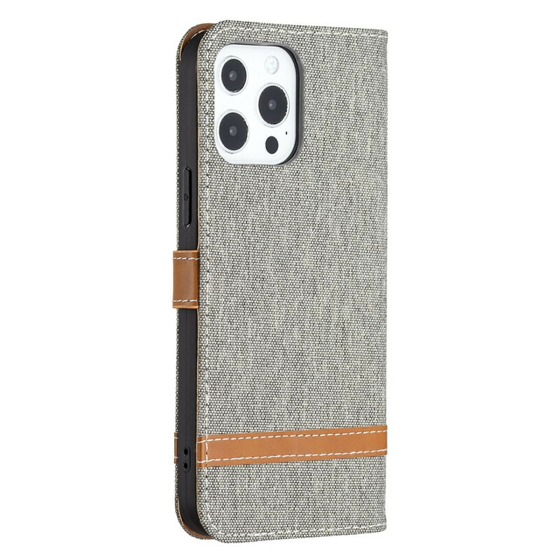 iPhone 13 Pro Case Fabric and Leather Effect with Strap