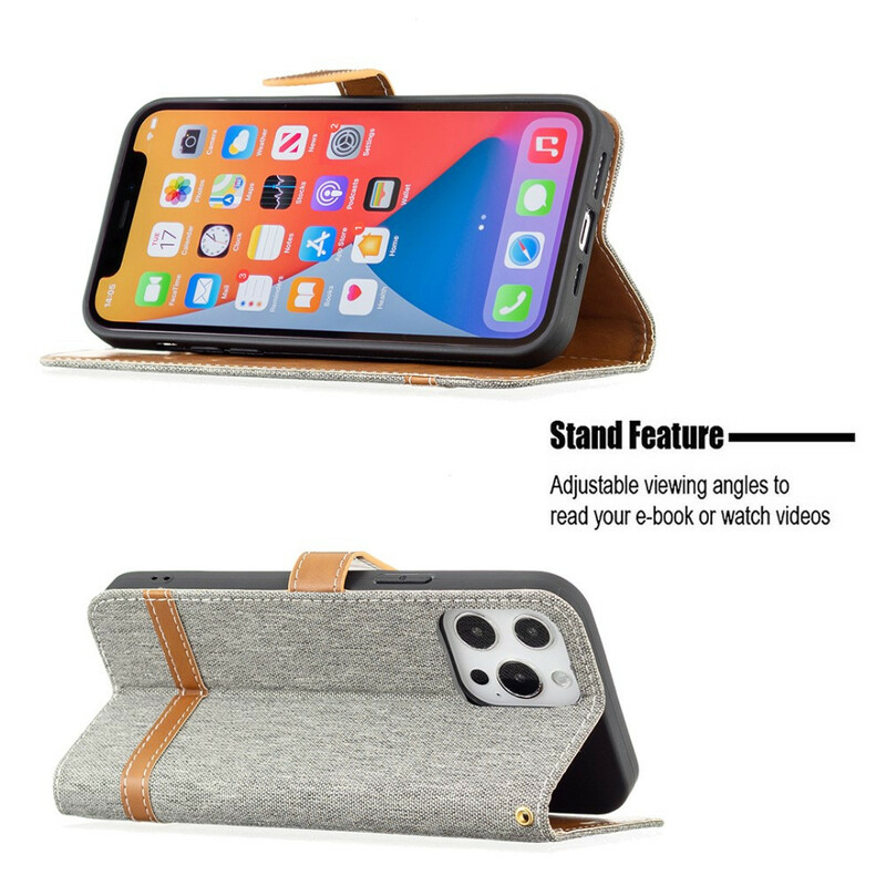 iPhone 13 Pro Case Fabric and Leather Effect with Strap