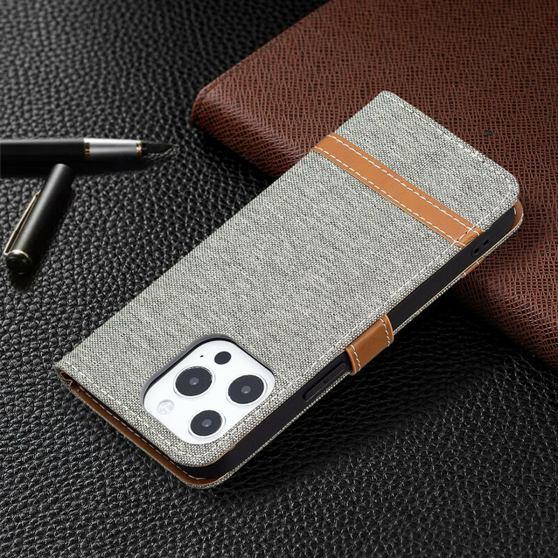 iPhone 13 Pro Case Fabric and Leather Effect with Strap