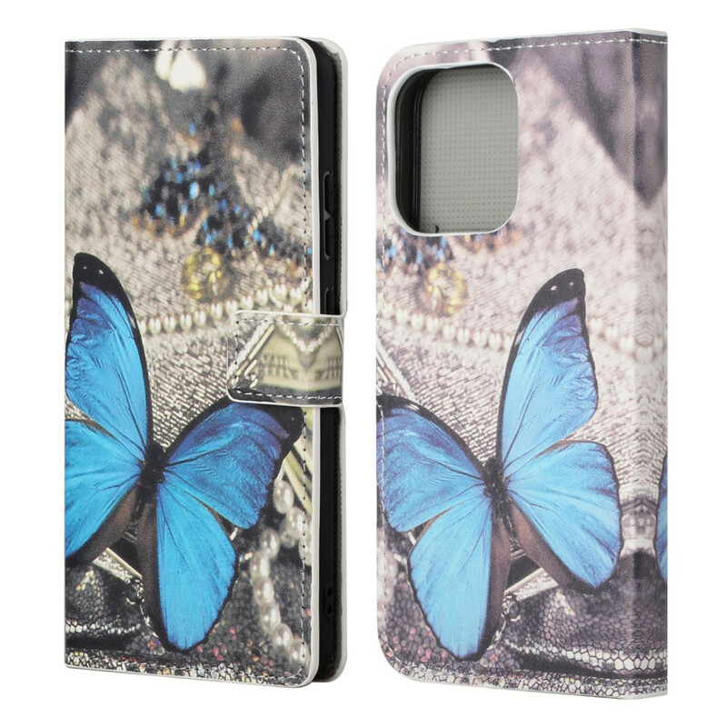 Cover iPhone 13 Papillon Bleu