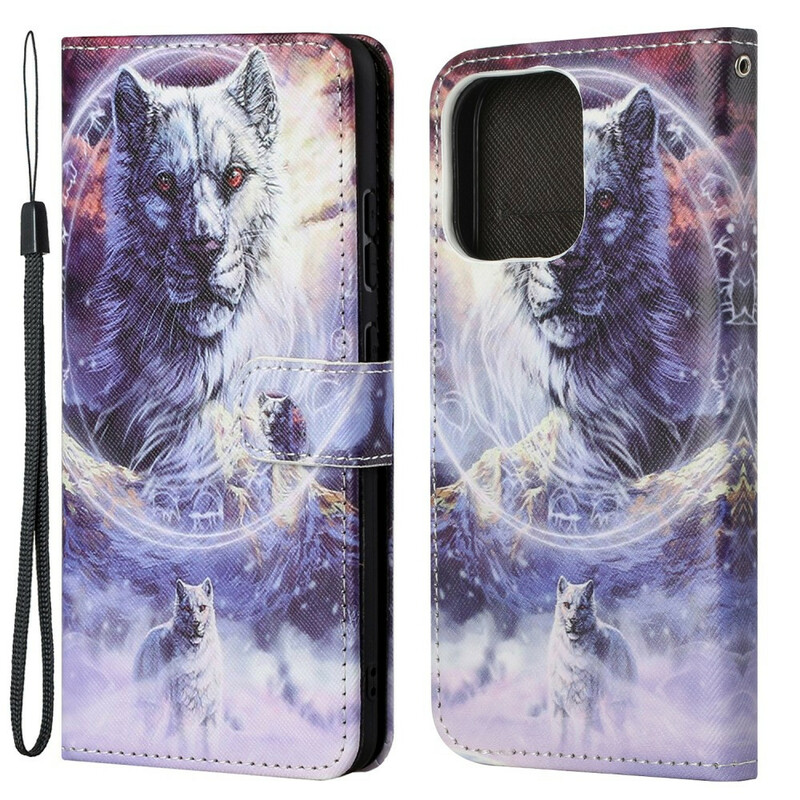 iPhone 13 Winter Wolf Case with Lanyard