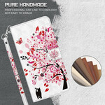 Case for iPhone 13 Pink Tree and Black Cat