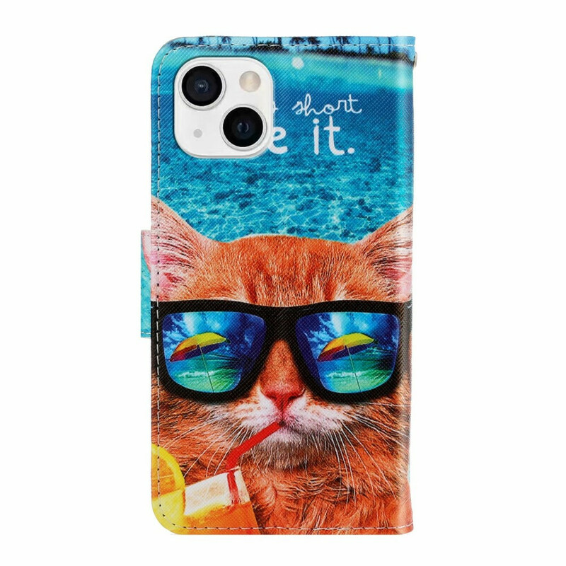 iPhone 13 Cat Live It case with strap