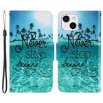 Case for iPhone 13 Never Stop Dreaming Navy with Lanyard