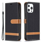 Case for iPhone 13 Pro Max Fabric and Leather effect with strap