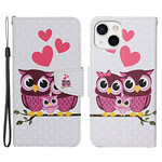 Case for iPhone 13 Owl Family with Lanyard