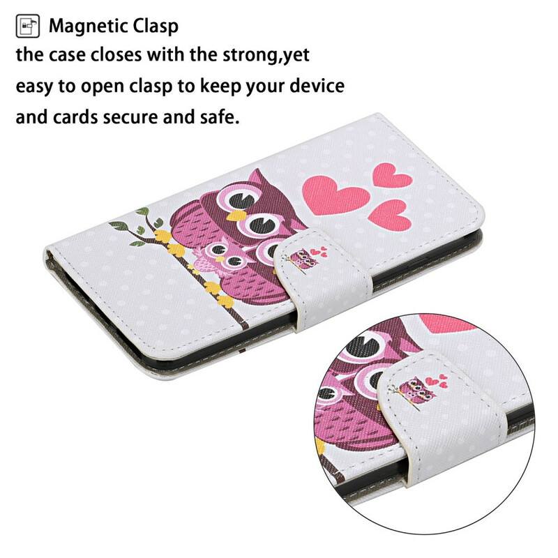 Case for iPhone 13 Owl Family with Lanyard