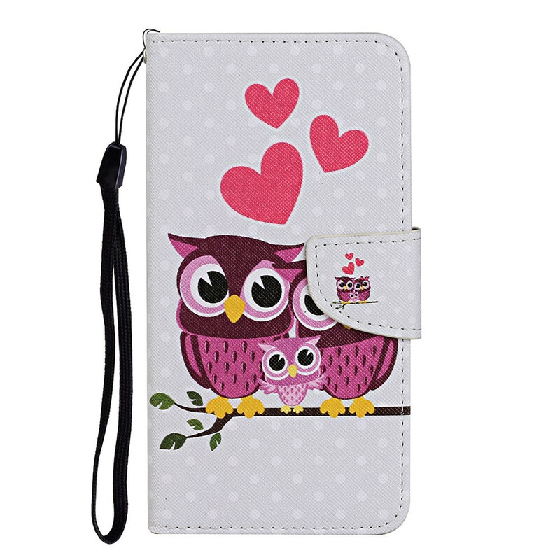 Case for iPhone 13 Owl Family with Lanyard