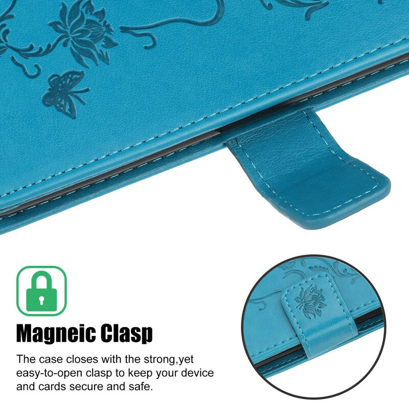 Case iPhone 13 Butterflies and Flowers with Lanyard