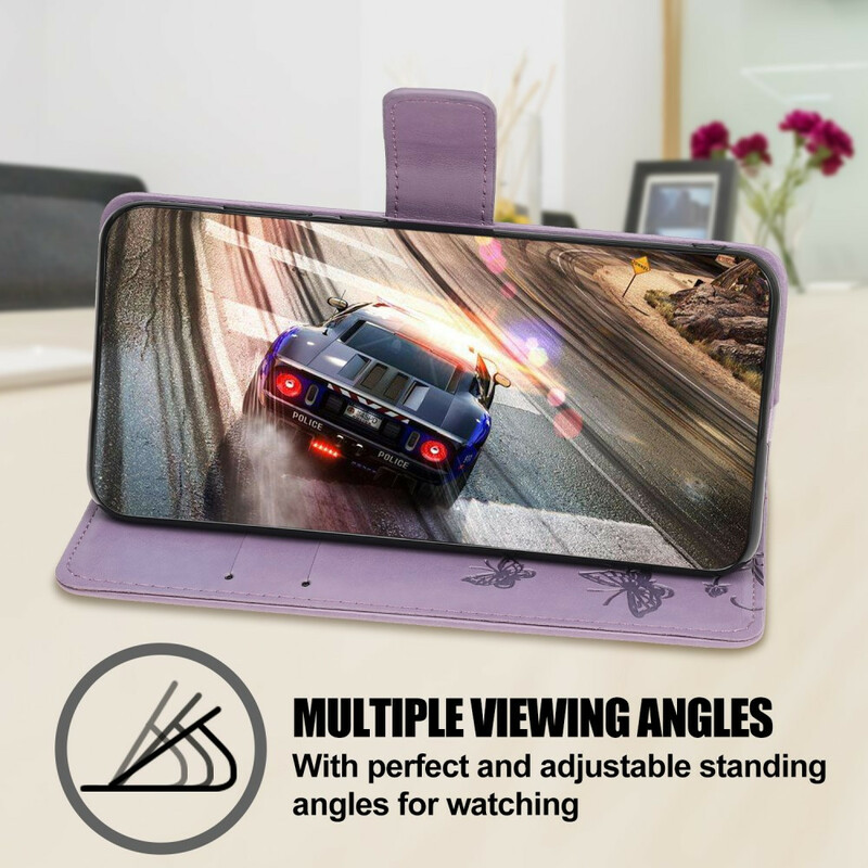 Case iPhone 13 Butterflies and Flowers with Lanyard