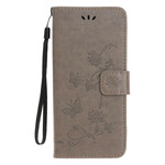 Case iPhone 13 Butterflies and Flowers with Lanyard