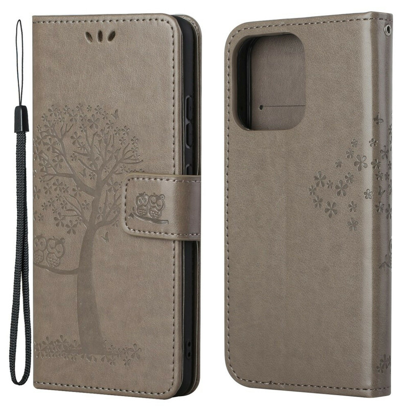 Case for iPhone 13 Tree and Owls with Lanyard