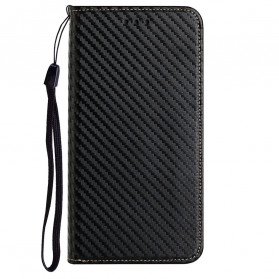 Flip Cover iPhone 13 Carbon Fiber Lanyard