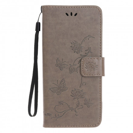 Cover Motorola Edge 20 Lite Butterflies and Flowers with Lanyard
