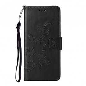 Case Motorola Edge 20 Butterflies and Flowers with Lanyard