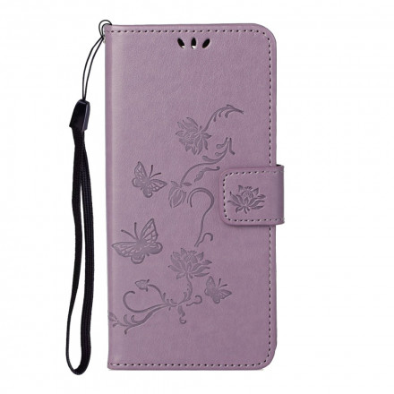 Case Motorola Edge 20 Butterflies and Flowers with Lanyard