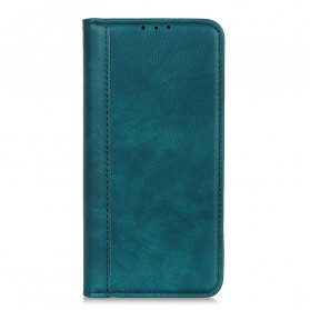 Flip Cover Motorola G60s Version Cuir Lychee Fendu