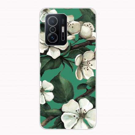 Xiaomi 11T Cover Painted White Flowers