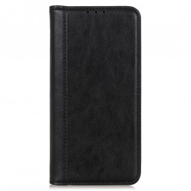 Flip Cover Motorola Edge 20 Pro Version Cuir Lychee Fendu