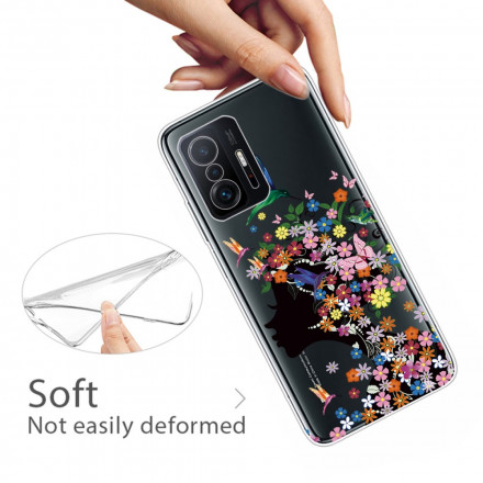 Xiaomi 11T Transparent Flowered Hair Case