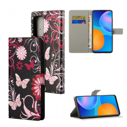 Xiaomi Redmi 10 Butterflies and Flowers Strap Case