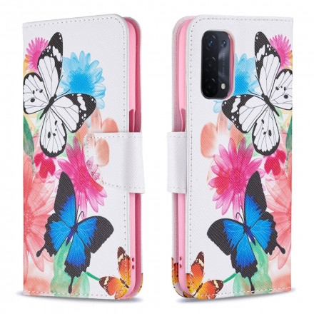 Case Oppo A54 5G / A74 5G Painted Butterflies and Flowers