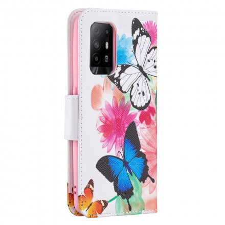 Case Oppo A94 5G Painted Butterflies and Flowers