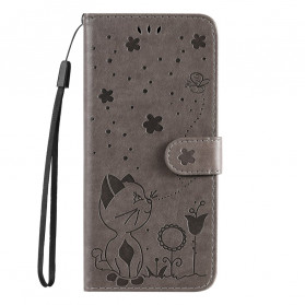 Case Motorola Edge 20 Lite Cat and Bee with Lanyard