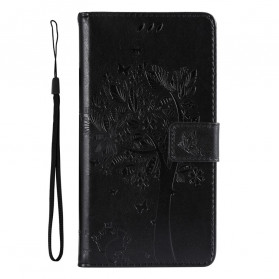 Case Motorola Edge 20 Lite Tree and Cat with Lanyard