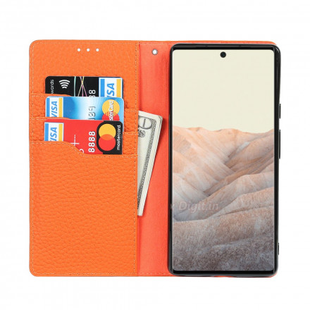 Flip Cover Google Pixel 6 Leather Genuine Lychee with Strap