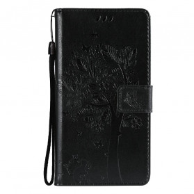 Cover Realme C21 Tree and Cat with Lanyard