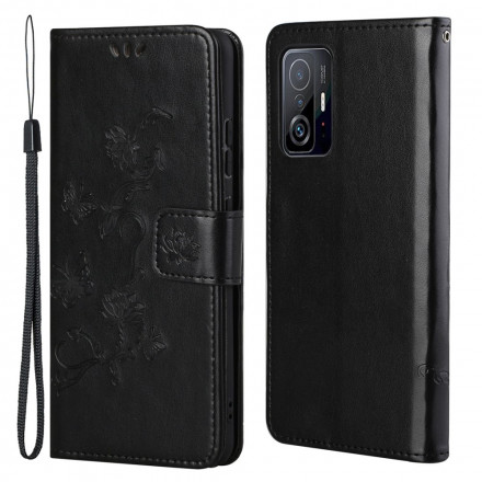 Case Xiaomi 11T / 11T Pro Butterflies And Flowers With Lanyard