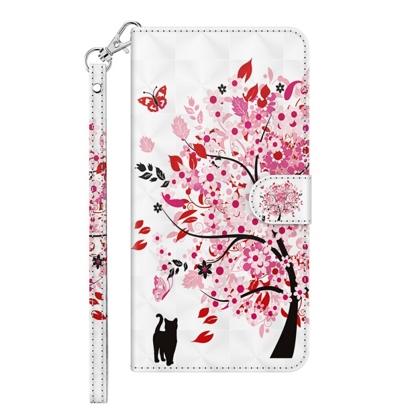 Google Pixel 6 Pro Case Pink Tree and Black Cat