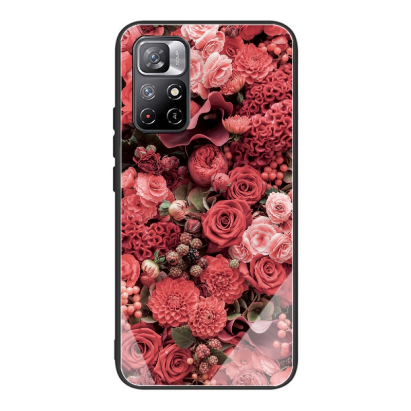 Case Poco M4 Pro 5G Tempered Glass Pink Flowers